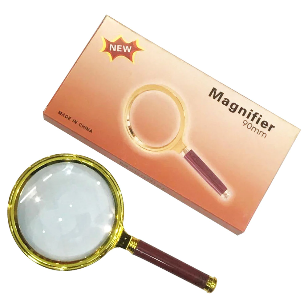 60mm 70mm 80mm 90mm 100mm 10x Handheld Jewelry Magnifier Magnifying Glass Red Brown