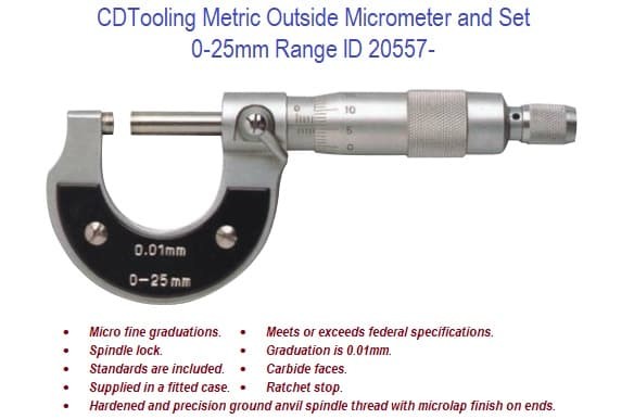 Screw Gauge – 0-25mm Outside Metric Micrometer
