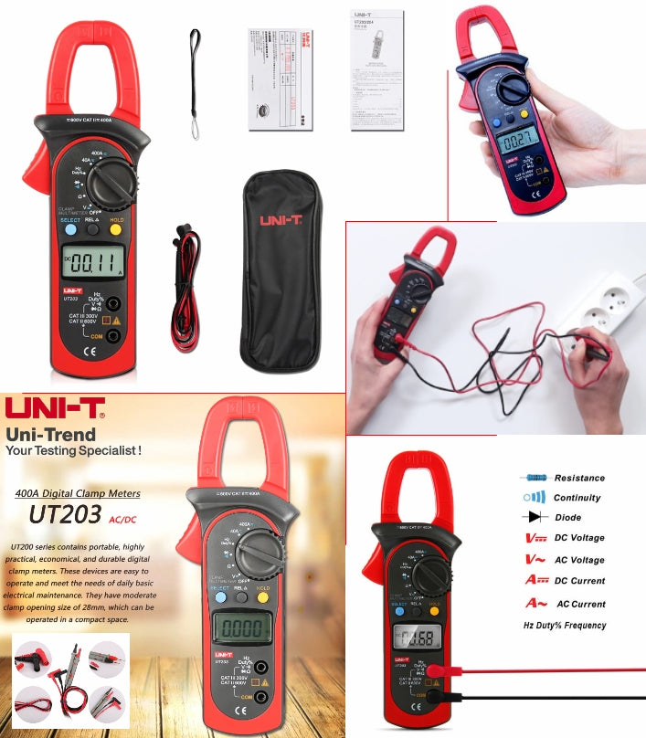 UT203 Solar Clamp Meter AC DC Ampere Meter