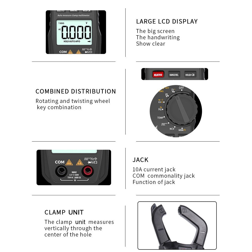 WINAPEX 8203 6000 Counts Digital Clamp Meter AC/DC