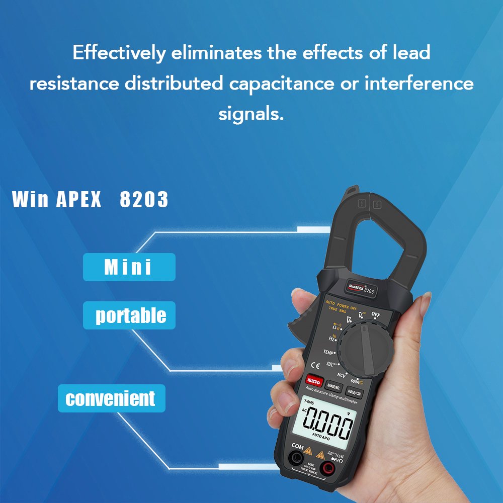 WINAPEX 8203 6000 Counts Digital Clamp Meter AC/DC